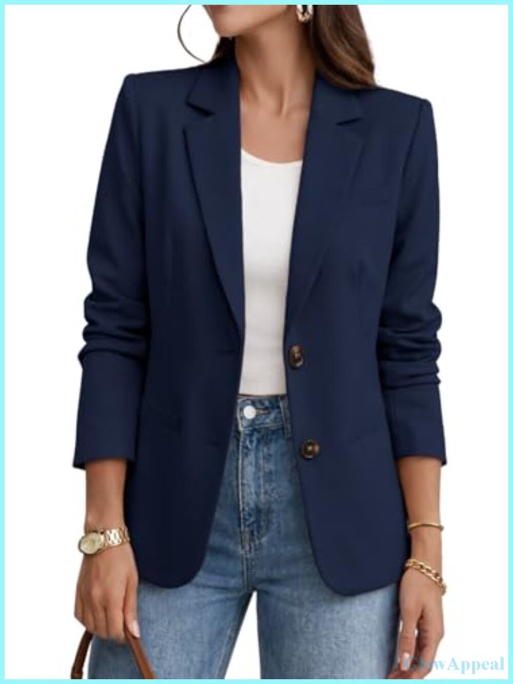 Women's Business Casual Slim Fit Long Sleeve Two-Button Blazer Suit Jacket